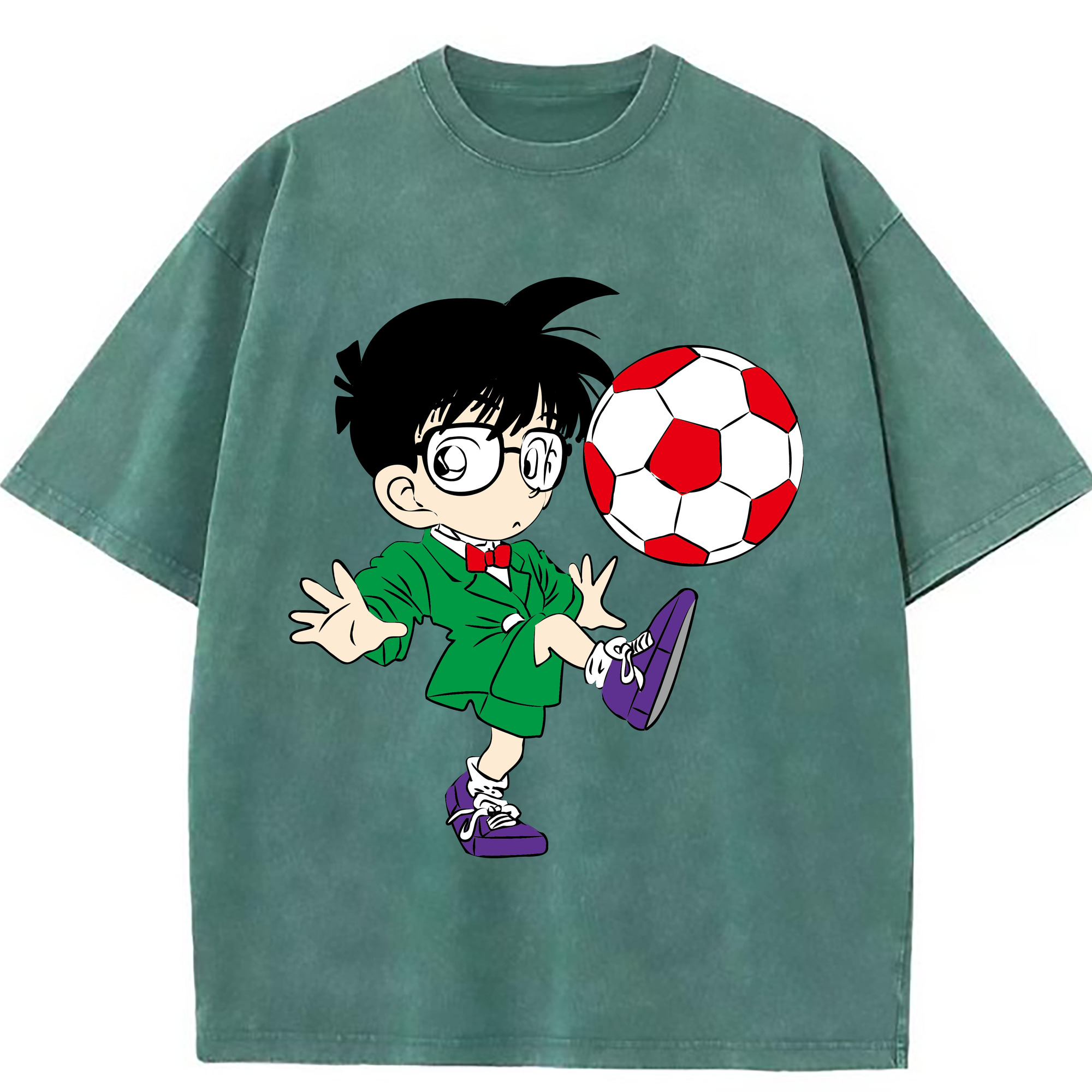 （画像用） 名探偵コナン 江戸川 コナン Detective Conan Conan Edogawa 綿100% ヴィンテージ風 半袖Tシャツ（フロントプリント）